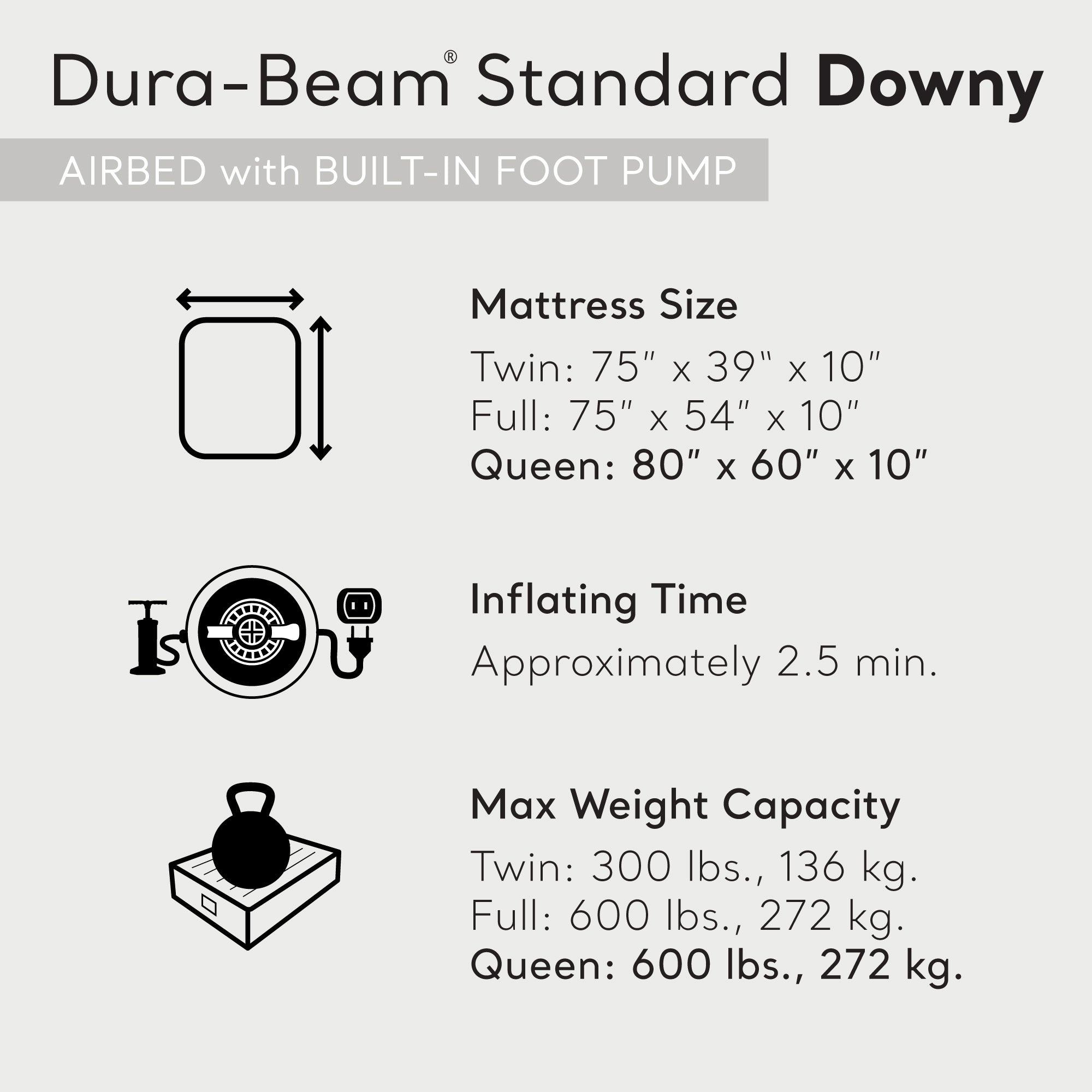 Intex Standard Dura Beam Downy Air Mattress Bed w/ Built In Pump, Queen (Used) - VMInnovations