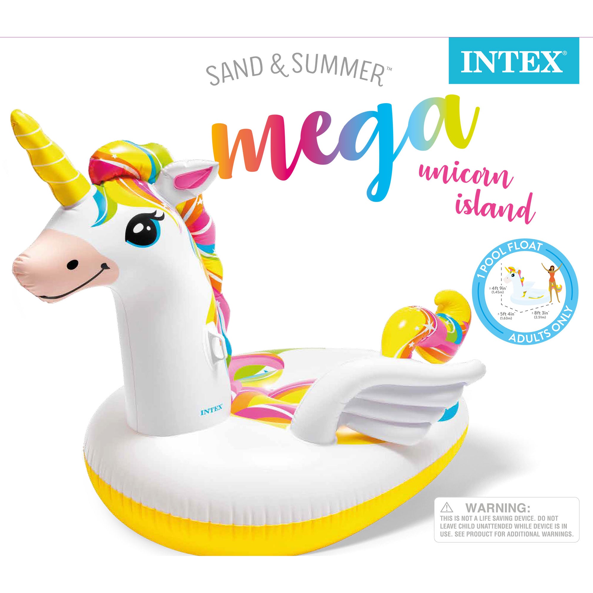 Intex 57291EP Giant Inflatable Mega Unicorn Island Ride On Swimming Pool Float