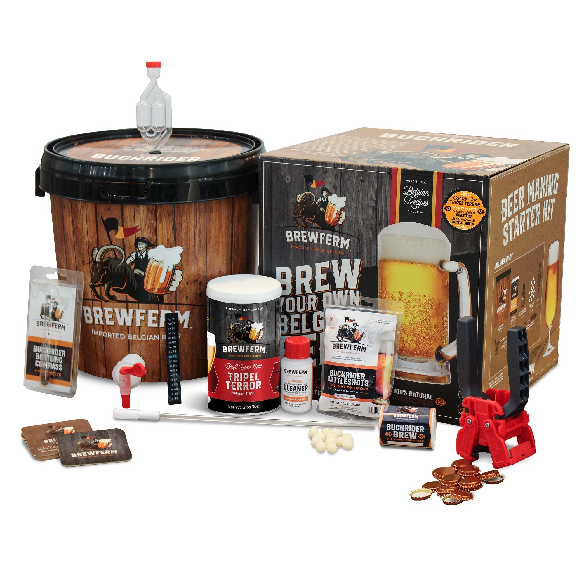 Brewferm Buckriders Belgian Home Brewing Craft Beer Kit, Tripel Terror(Open Box)