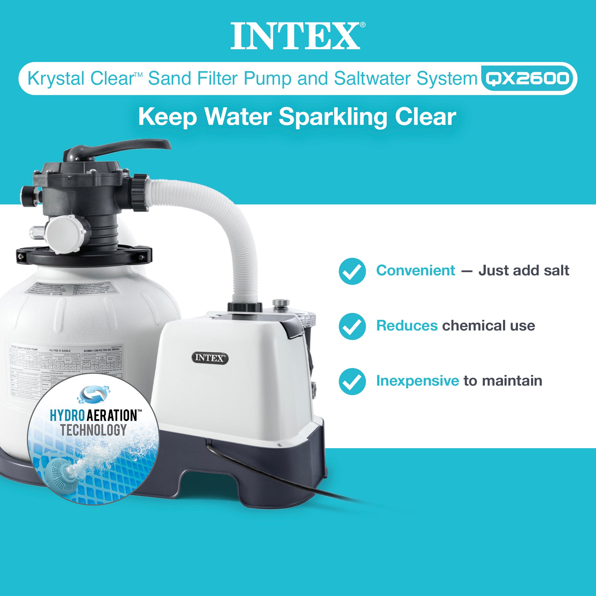 Intex Krystal Clear 2650GPH Sand Filter Pump & OptiFlow Premium Pool Filter Sand