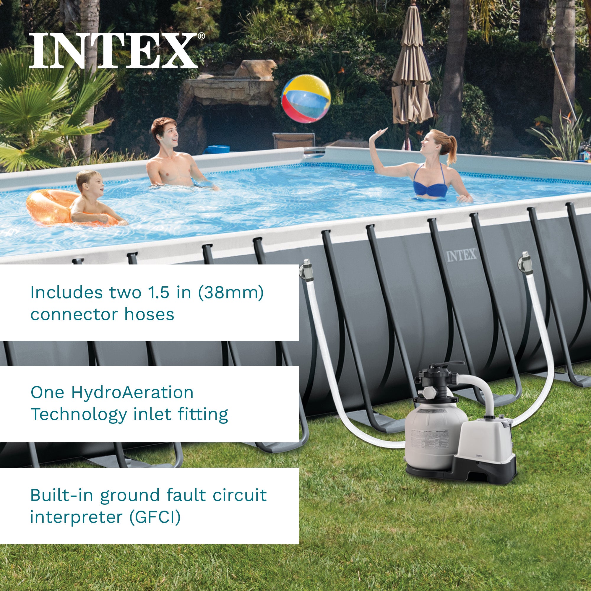 Intex 2,650 GPH 16" Krystal Clear Saltwater System and Sand Filter Pump