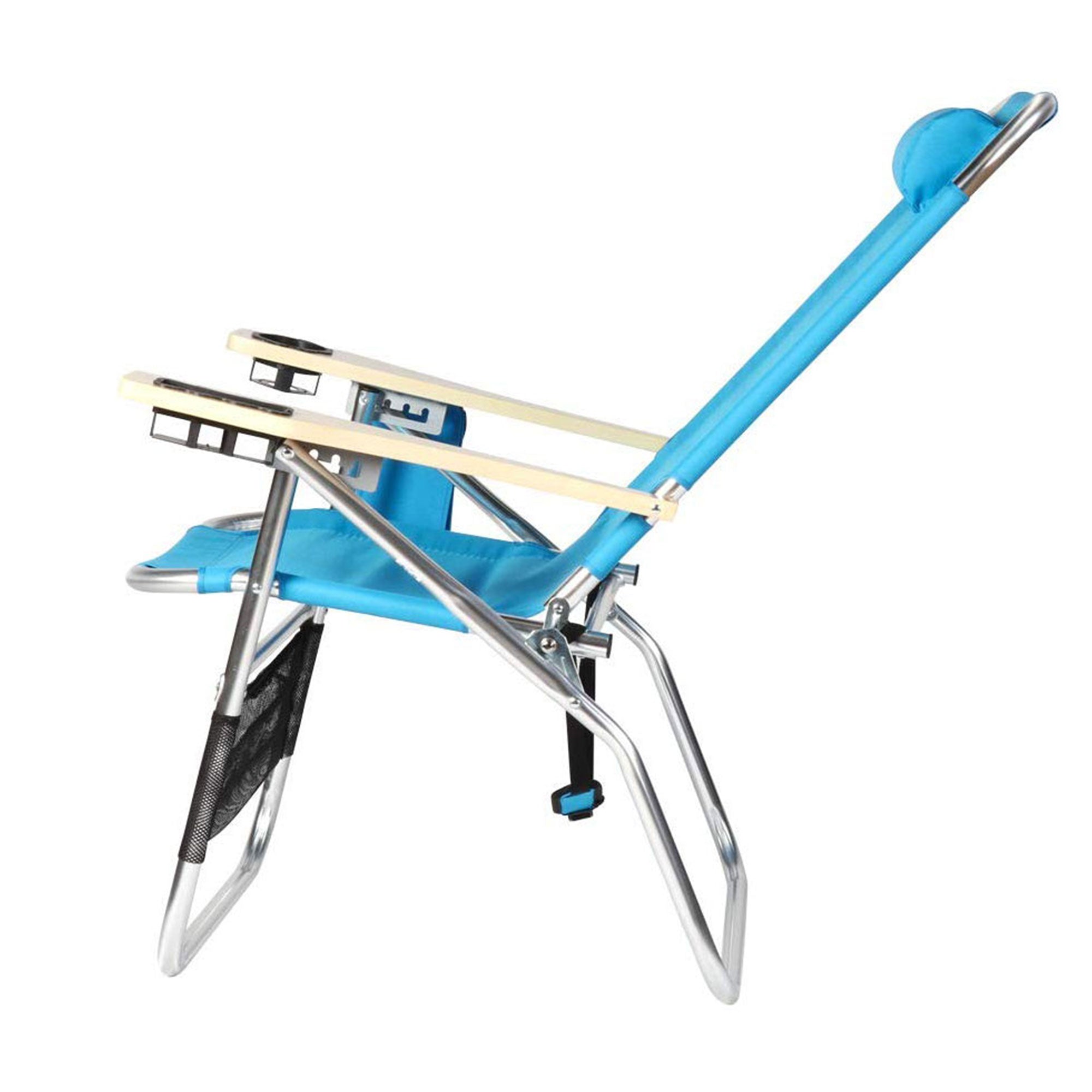 Copa Big Papa 4 Position Folding Chair w/ Cupholders 2 Pack, Light Blue and Blue