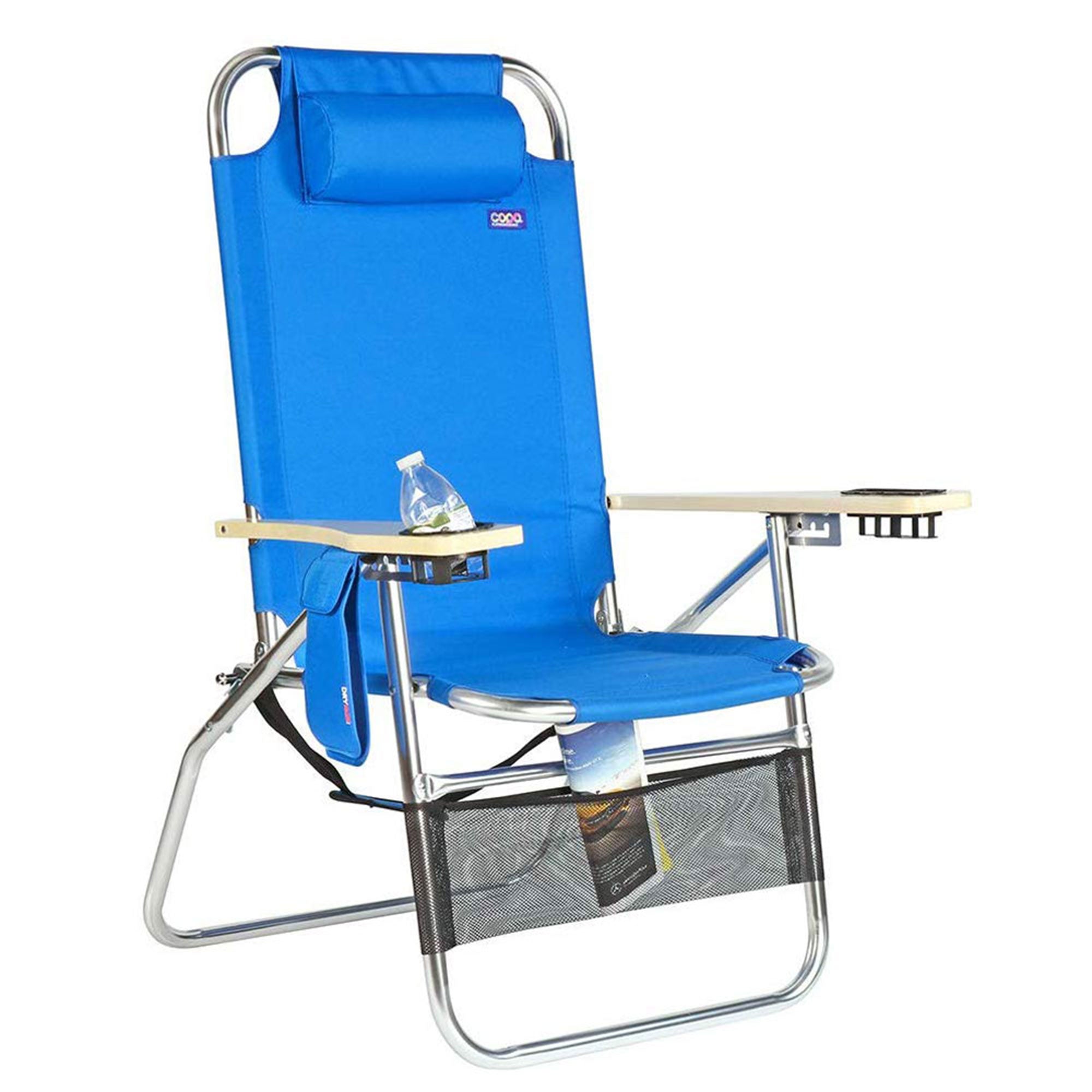 Copa Big Papa 4 Position Folding Chair w/ Cupholders 2 Pack, Light Blue and Blue