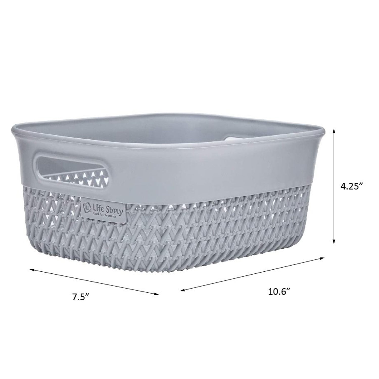 Life Story Lightweight Heavy Duty Storage Woven Trendy Basket 4 Quarts, Grey - VMInnovations