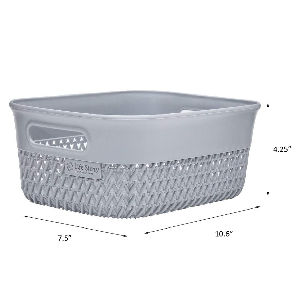 Life Story Lightweight Heavy Duty Storage Woven Trendy Basket 4 Quarts, Grey