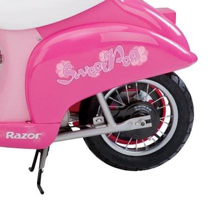 Razor Pocket Mod Mini Electric Scooter & Black Helmet & Rainbow Elbow, Knee Pads