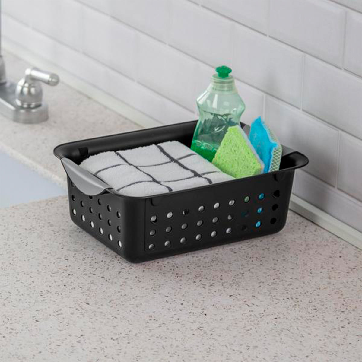 Sterilite Ultra Small Home Organization Storage Basket w/ Holes, Black (12 Pack)