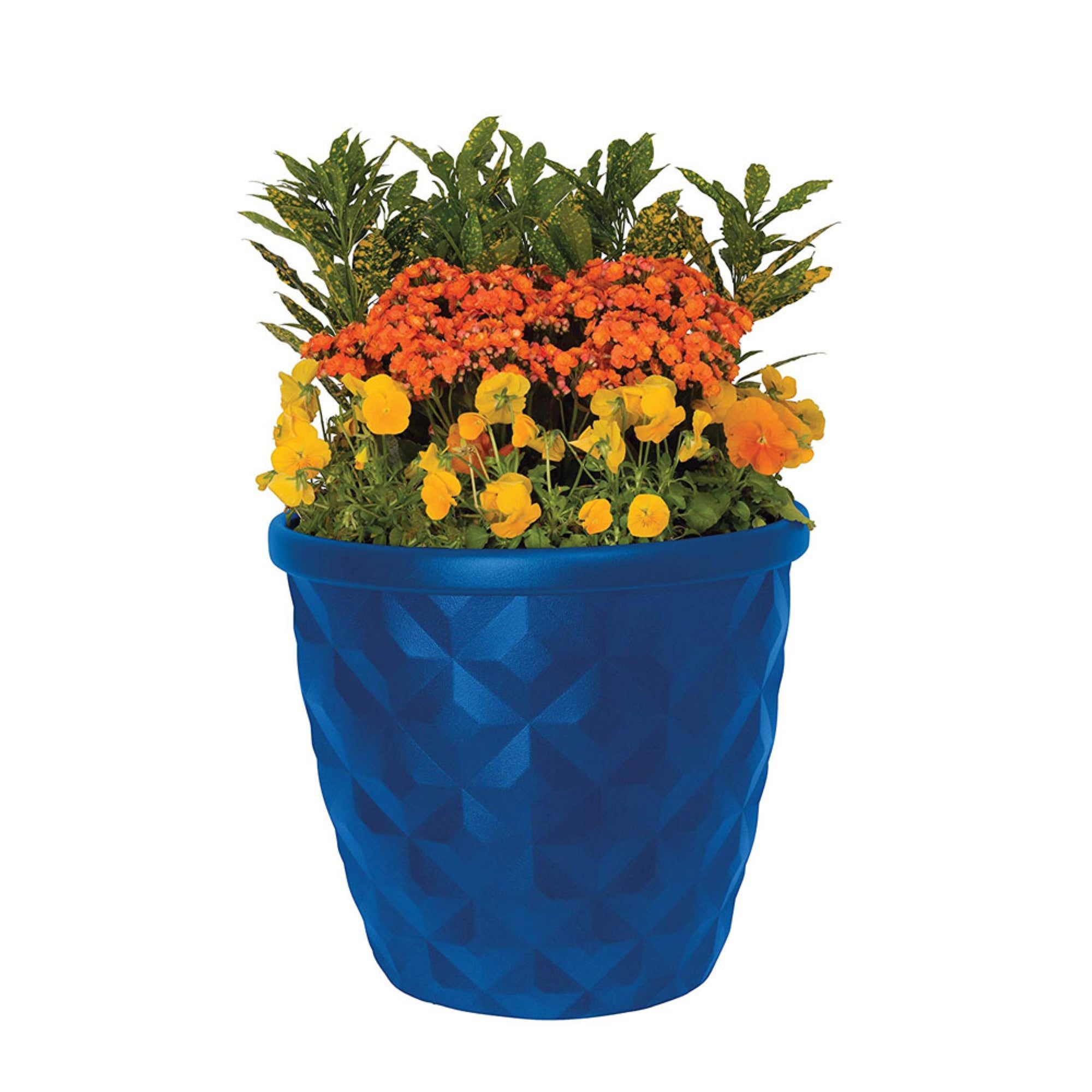 Suncast 16 Inch Pinehurst Decorative Modern Resin Garden Planter (2 Pack), Blue