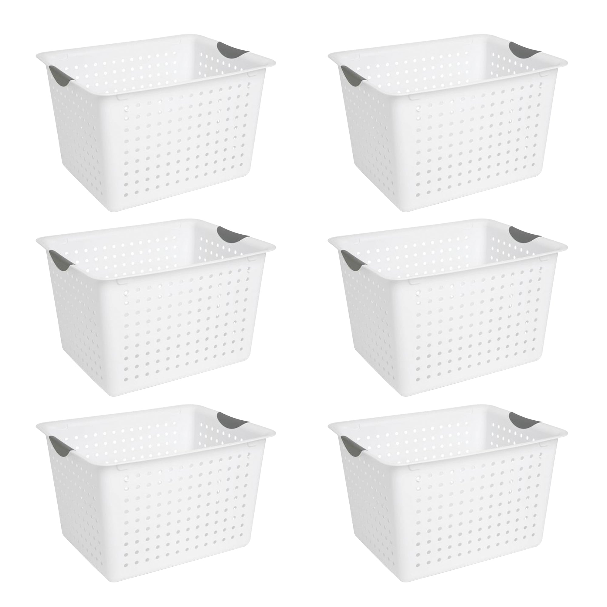 Sterilite Set of Ultra Plastic Storage Bin Baskets w/ Handles, 6 Large, 6 Deep