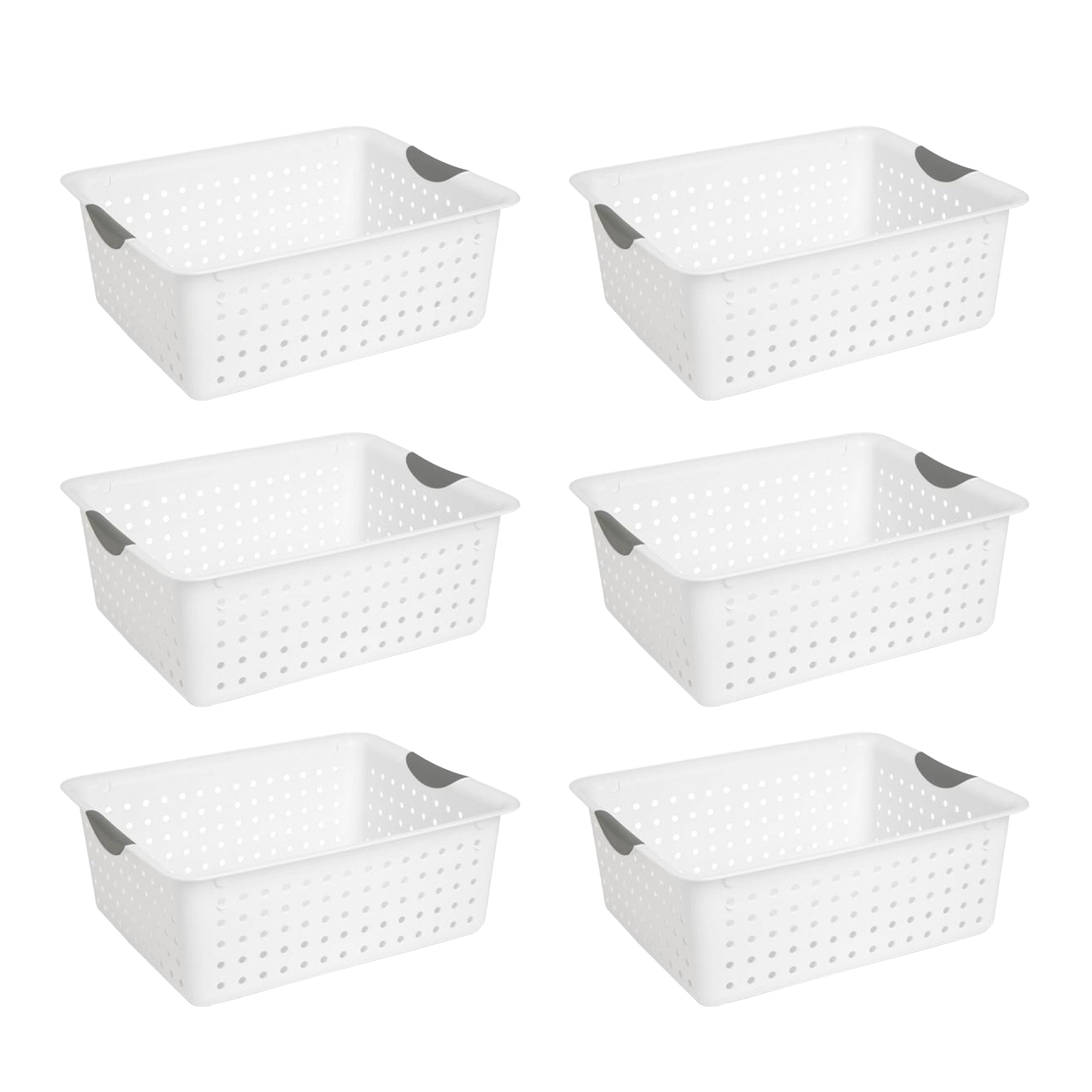Sterilite Set of Ultra Plastic Storage Bin Baskets w/ Handles, 6 Large, 6 Deep