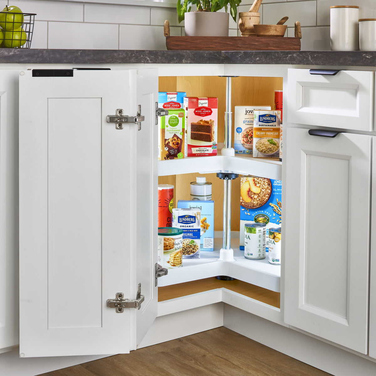 Rev-A-Shelf 3472-24-11-52 24-Inch White Polymer Kidney 2-Shelf Lazy Susan (Used)