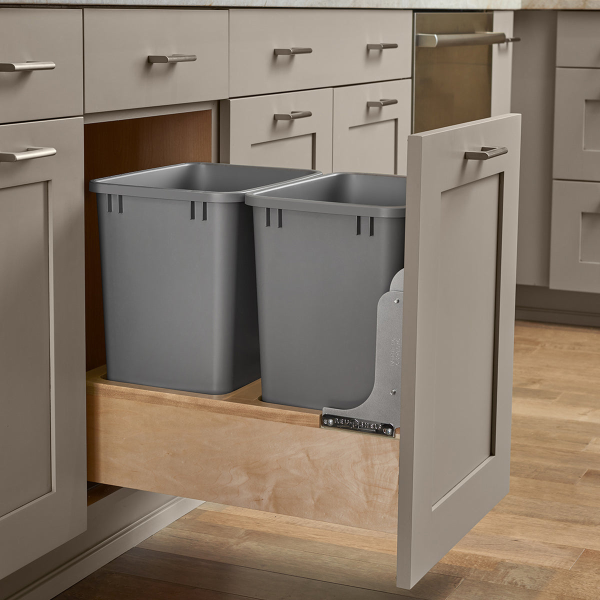 Rev-A-Shelf 4WCBM-18DM-2 Double 35-Quart Bottom Mount Pullout Waste Container (For Parts)
