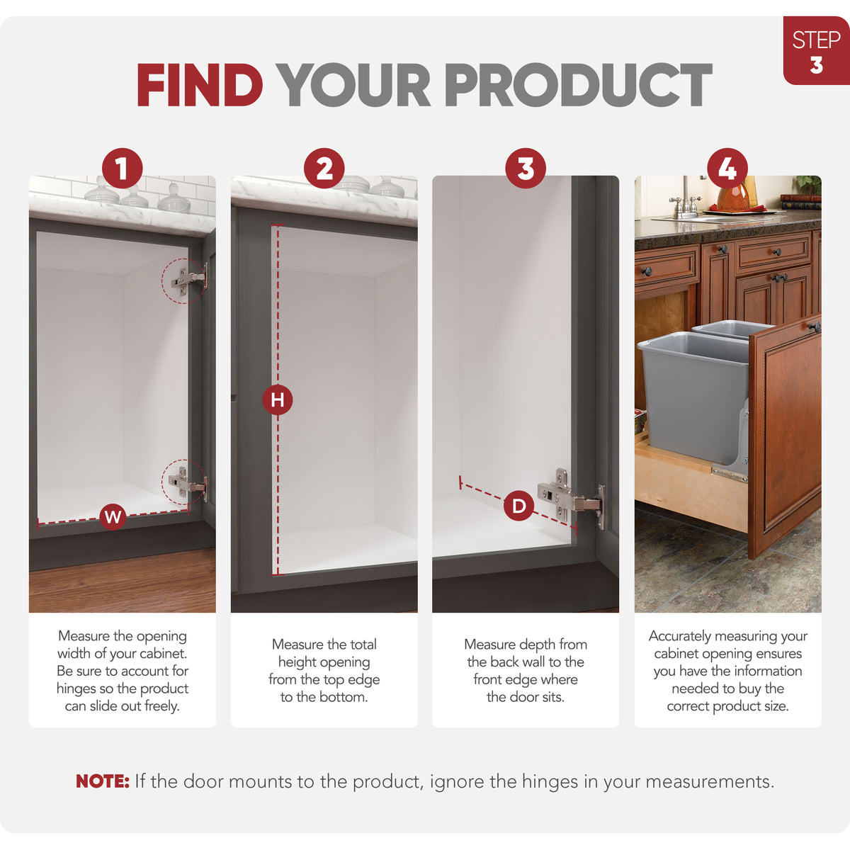 Rev-A-Shelf Double Pullout Bottom Mount Trash Cans 30 qt., Gray, 4WCBM-2430DM-2