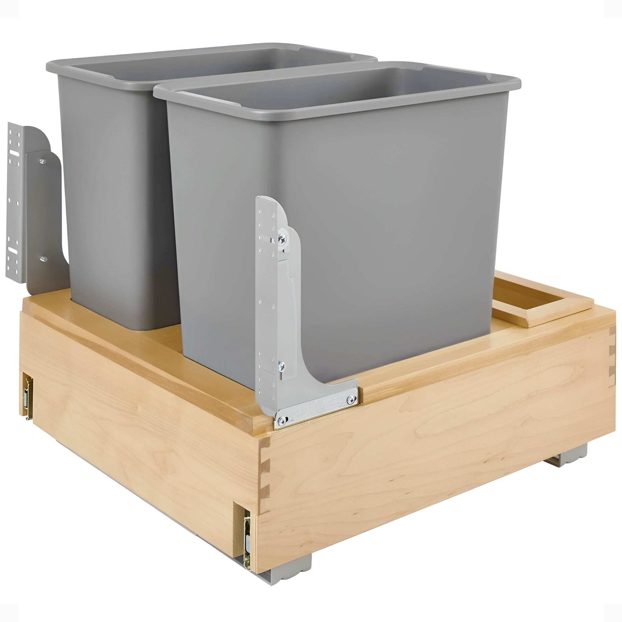 Rev-A-Shelf Double Pullout Bottom Mount Trash Cans 30 qt., Gray, 4WCBM-2430DM-2