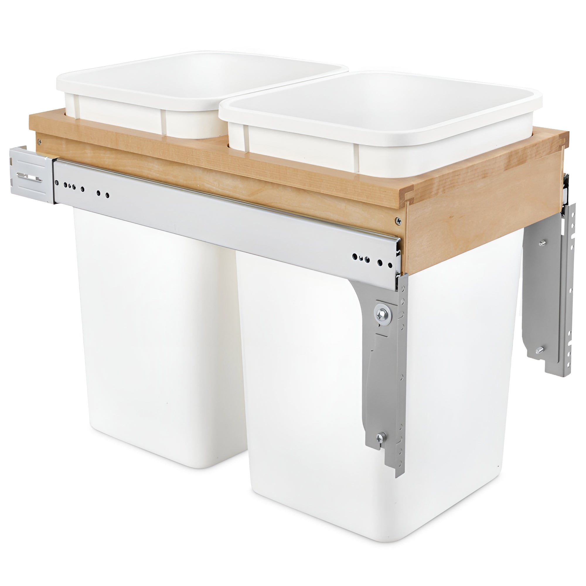 Rev-A-Shelf Double 27 Qt Pull Out Top Mount Trash Container, White (Used)