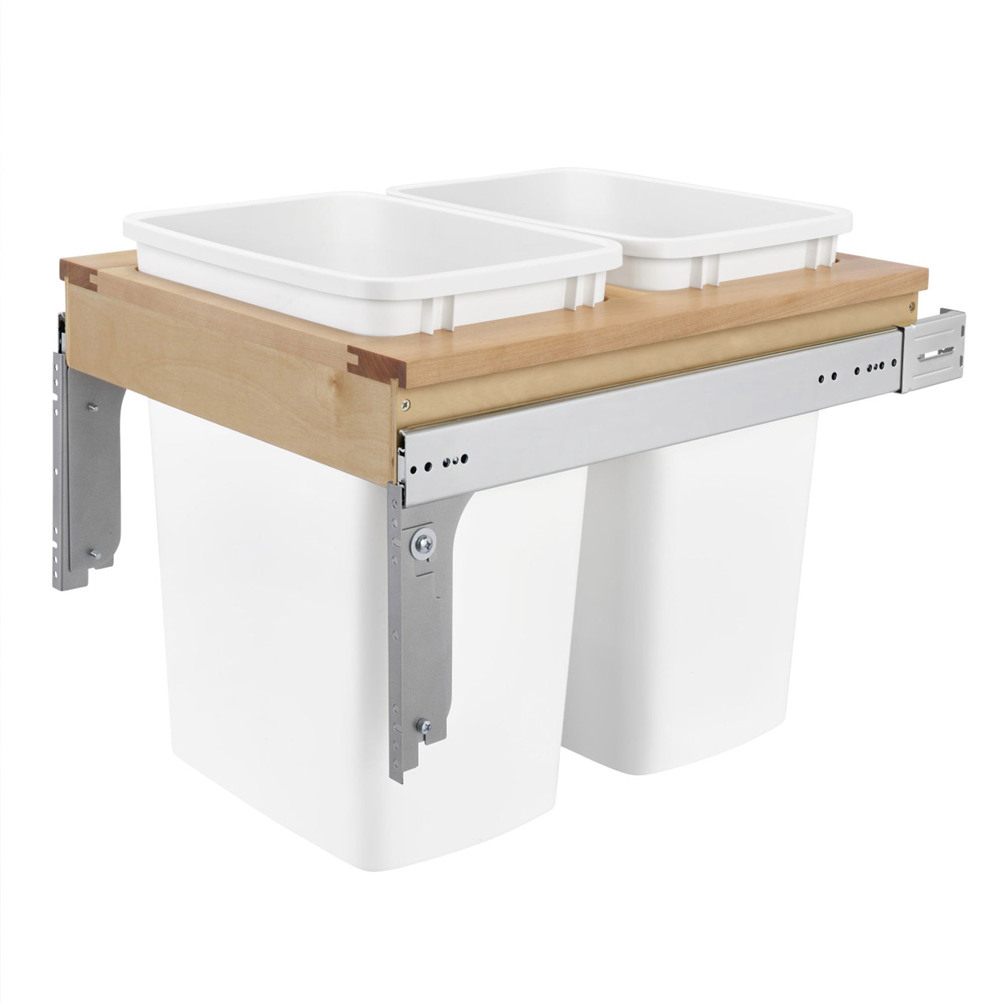 Rev-A-Shelf 4WCTM-21DM2 Double 35-Qt Pull Out Trash Container, White (Used)