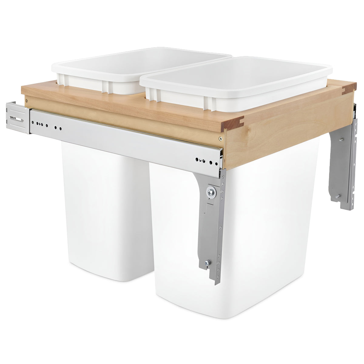 Rev-A-Shelf 4WCTM-21DM2 Double 35-Qt Pull Out Trash Container, White (Used)