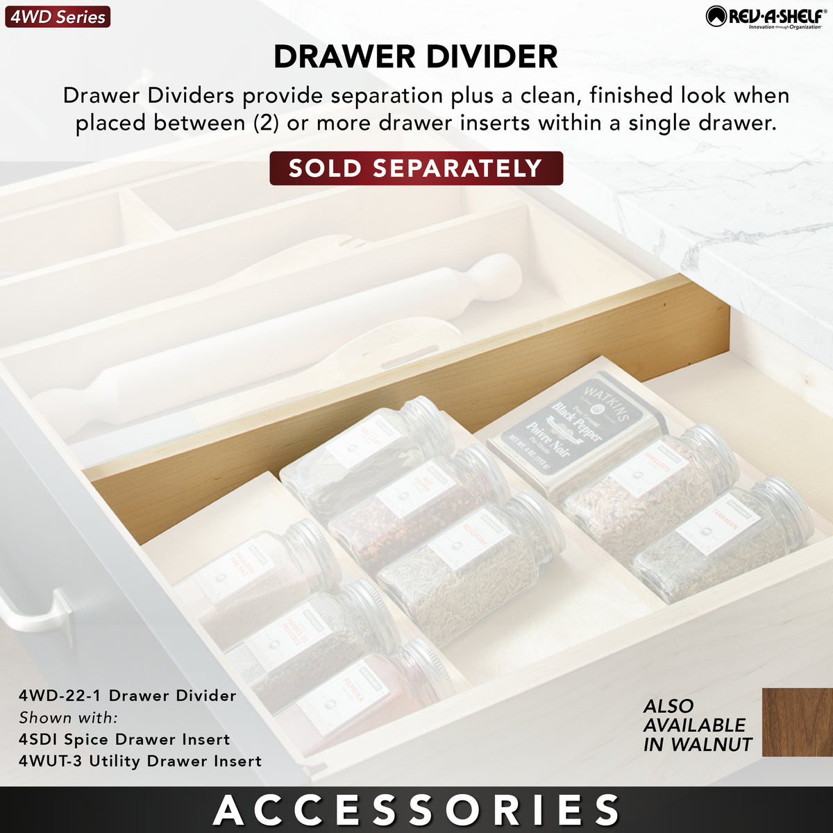 Rev-A-Shelf 4WUT-3SH 24-Inch Shallow Wood Drawer Utility Tray Insert (Open Box)