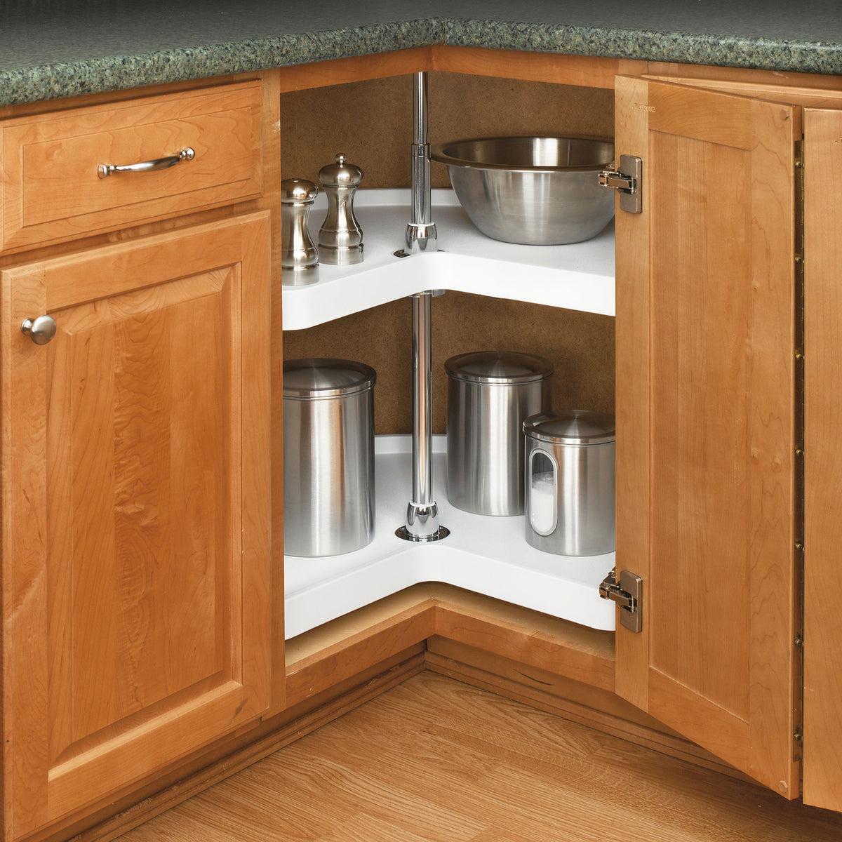 Rev-A-Shelf 24 Inch White Polymer Kidney Shaped 2 Shelf Lazy Susan (Open Box)