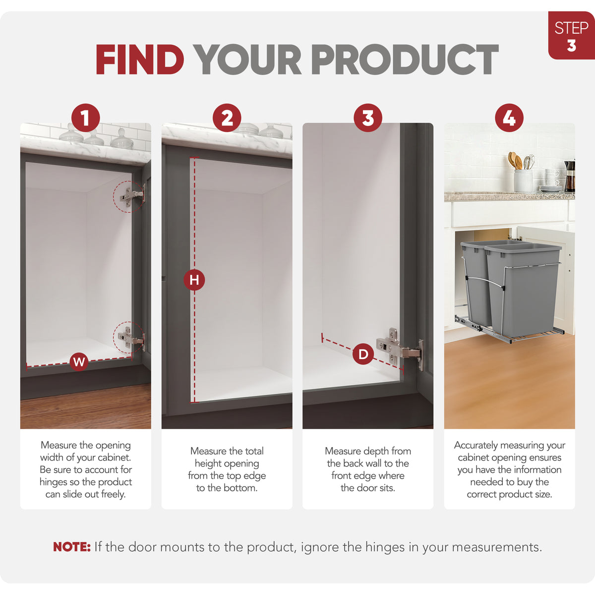 Rev-A-Shelf Double Pullout Trash Can 35 qt. for Kitchen, Silver, RV-18KD-17C S