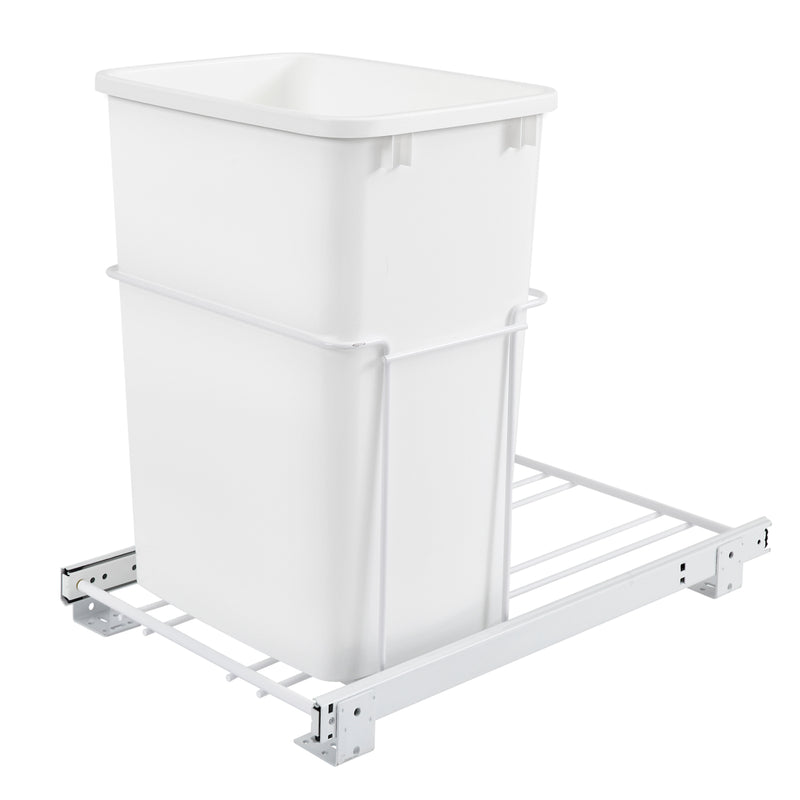 Rev-A-Shelf Single Pull Out 35 Qt Trash Can for Kitchen Cabinets, RV-18PB-1