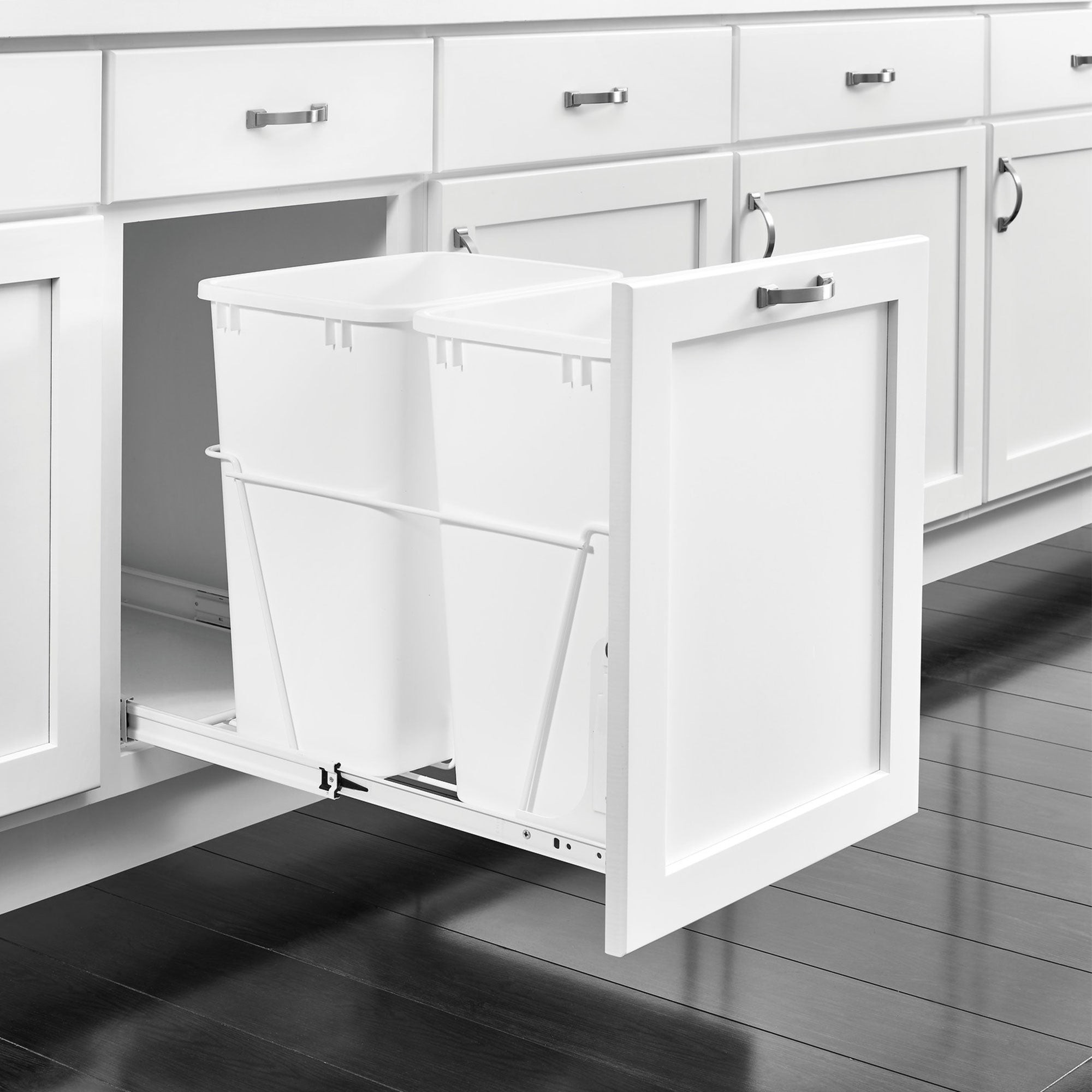 Rev-A-Shelf Double 35-Quart Pull-Out Kitchen Waste Containers, White (Open Box)