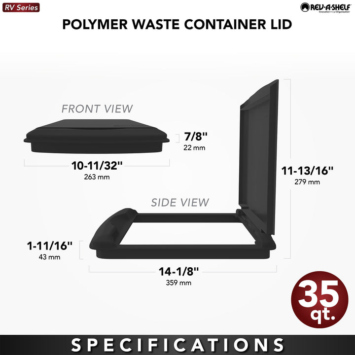 Rev-A-Shelf 35 qt. Trash Can Replacement Lid, White (Lid Only), RV-35-LID-1 - VMInnovations
