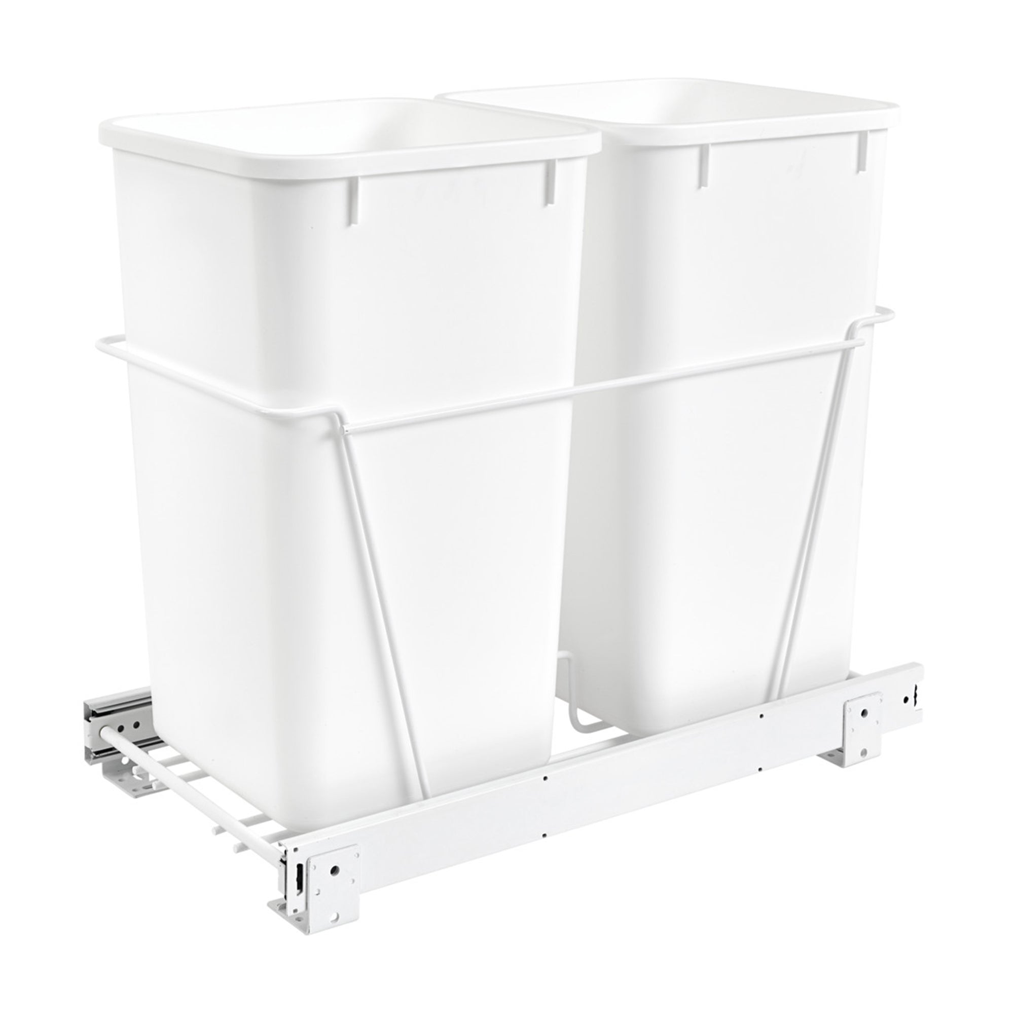 Rev-A-Shelf S Double 27-Quart Pull-Out Kitchen Waste Containers, White (Used)
