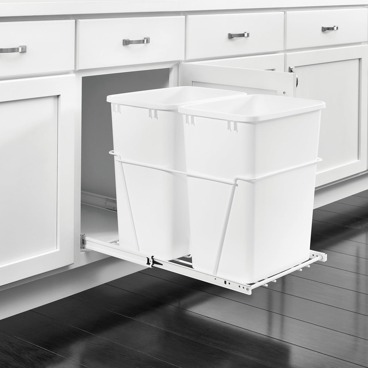 Rev-A-Shelf RV-15PB-2 S Double 27-Qt Cabinet Pullout Waste Container (Open Box)