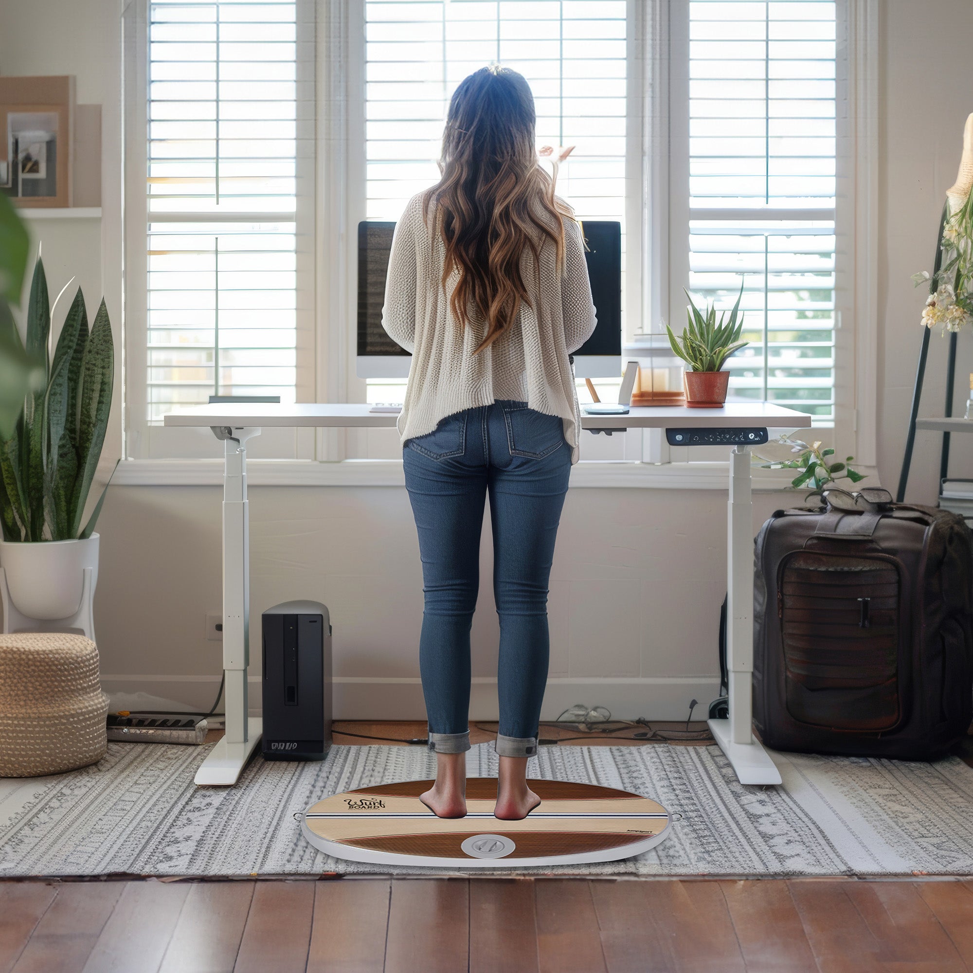 JumpSport Small Wurf Board Anti-Fatigue Air Mat for Standing Desks, Santa Cruz