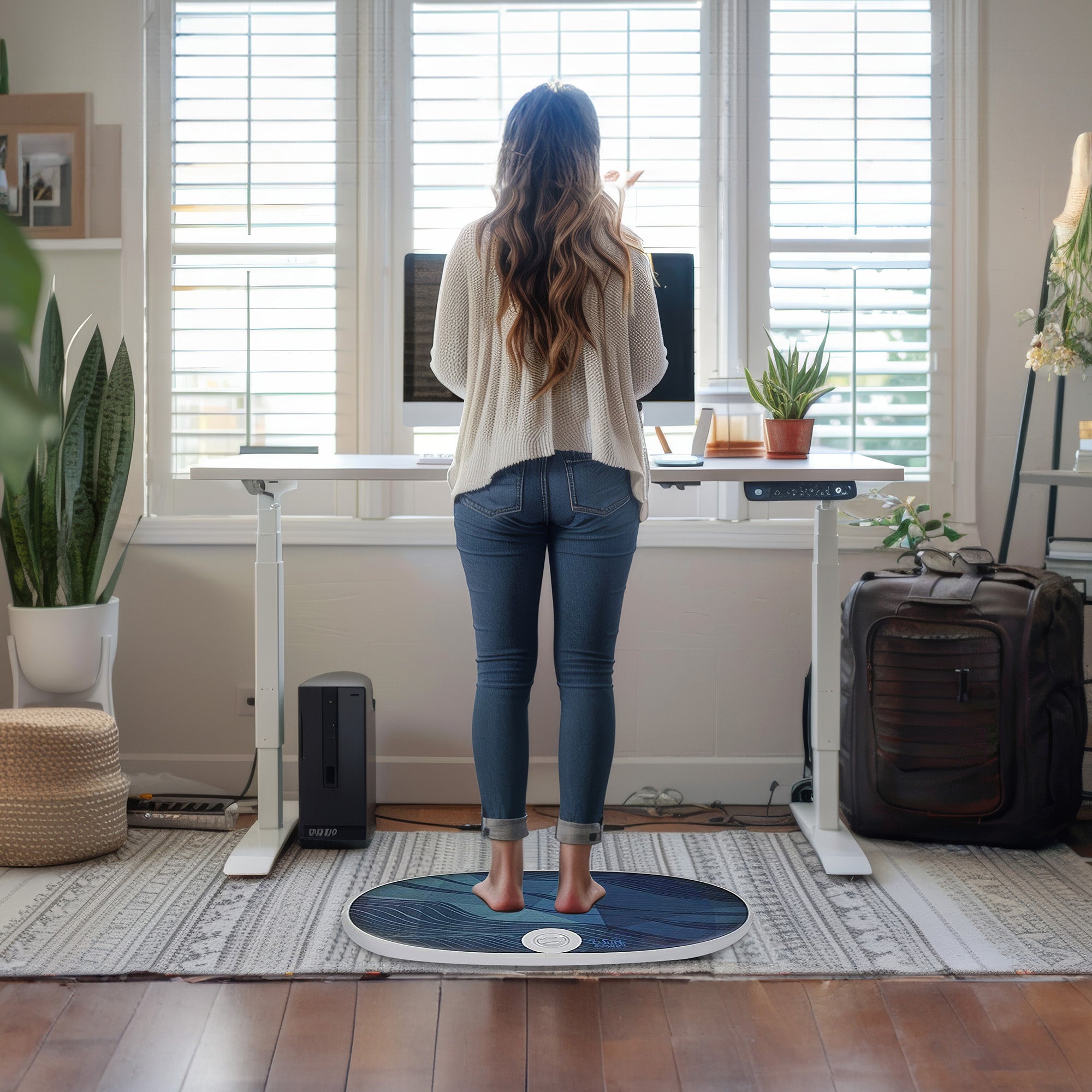 JumpSport Wurf Board Office Standing Desk Anti-Fatigue Mat, Maui Ocean Blue - VMInnovations
