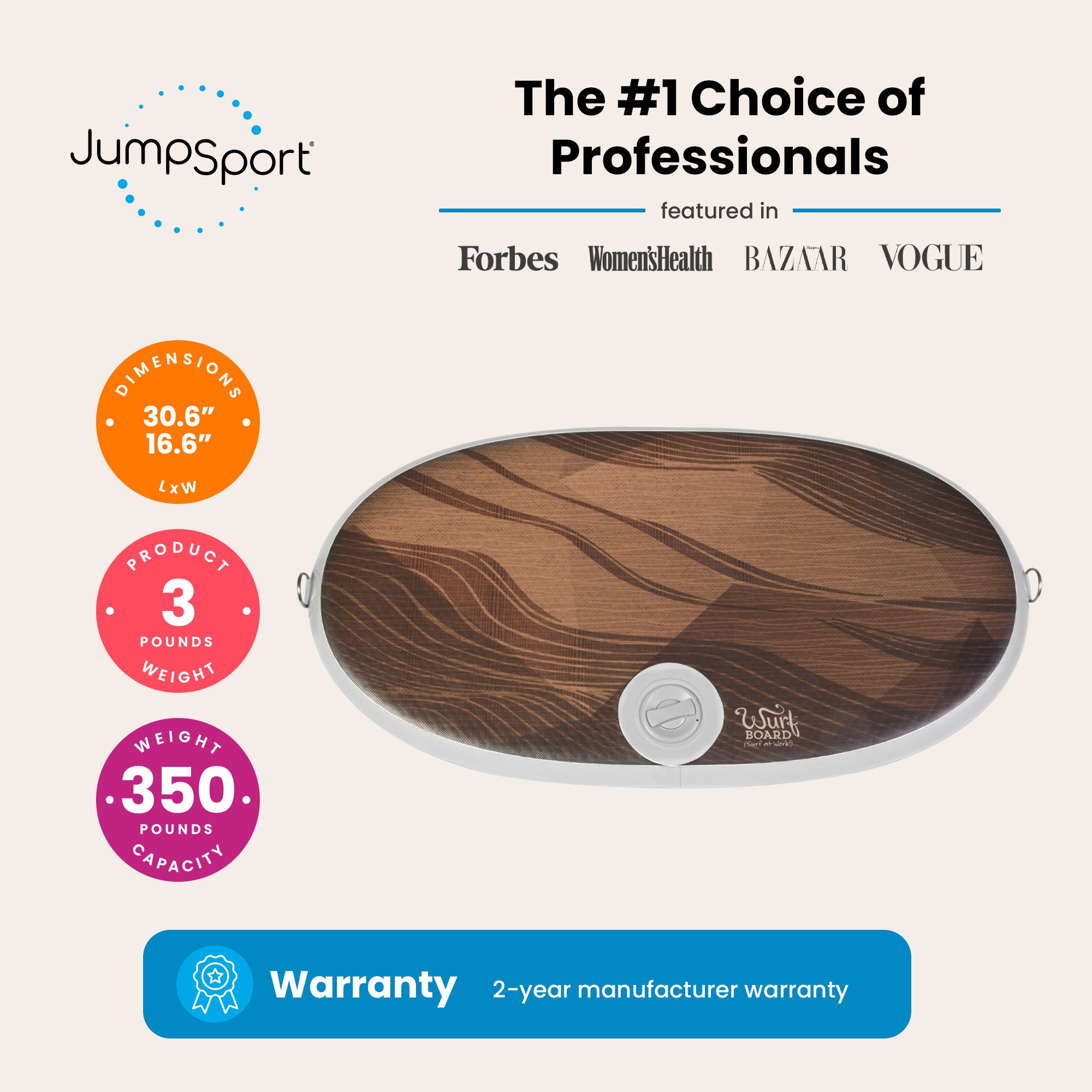 JumpSport Medium Wurf Board Office Standing Desk Anti-Fatigue Mat, Coffee Maui - VMInnovations