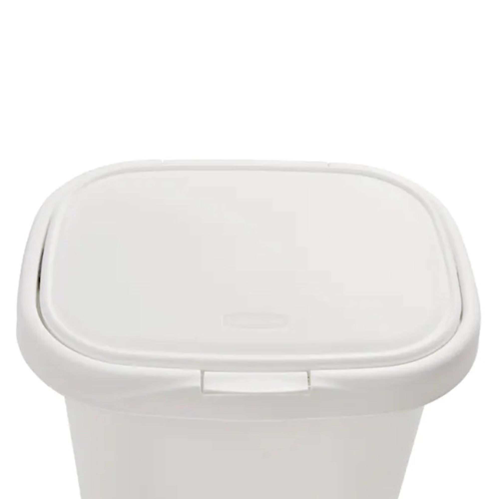 Rubbermaid 13 Gallon Rectangular Spring-Top Lid Wastebasket Trash Can, White - VMInnovations
