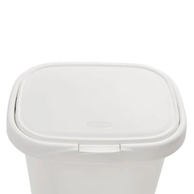 Rubbermaid 13 Gallon Rectangular Spring-Top Lid Wastebasket Trash Can, White