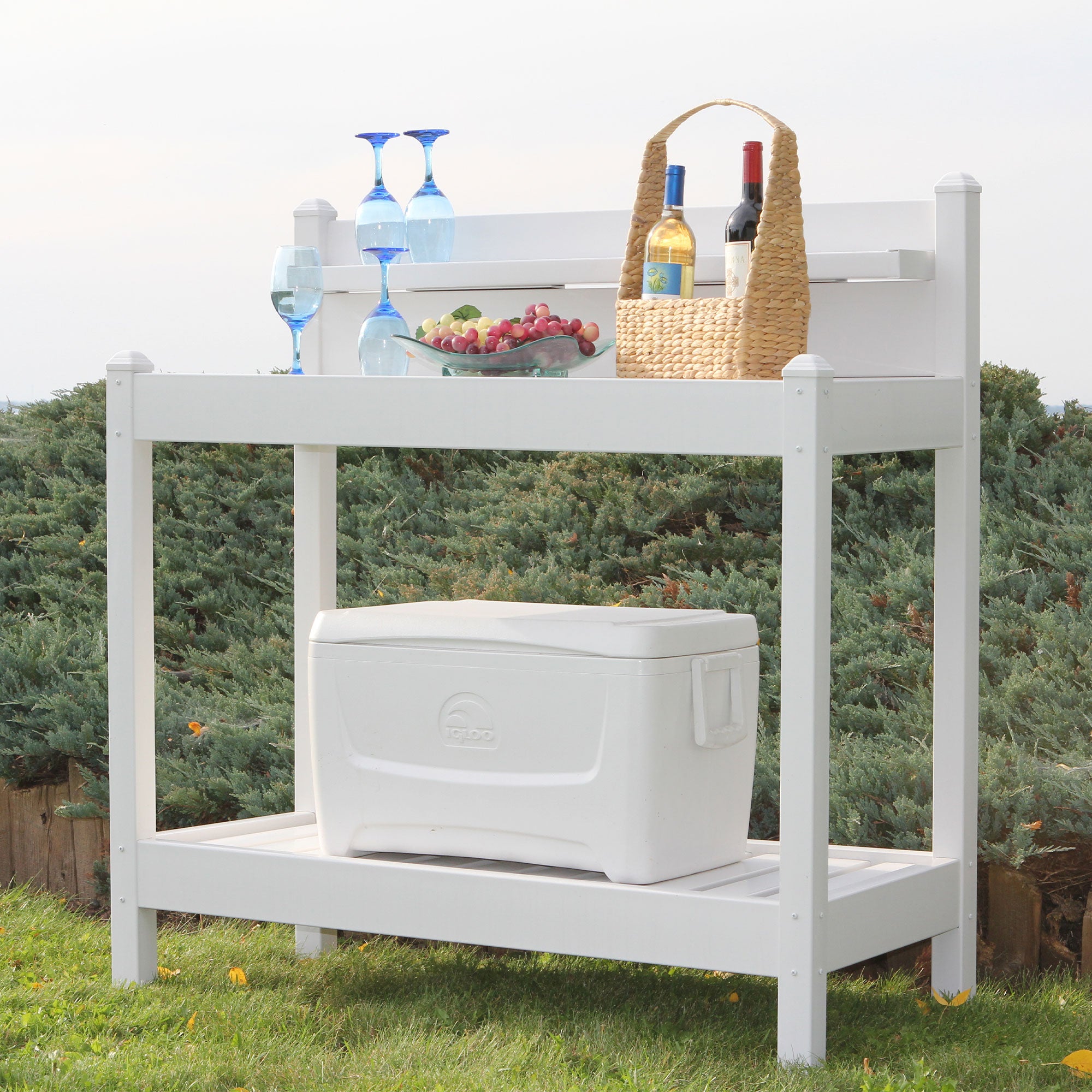 Dura-Trel Greenfield Outdoor Potting Bench for Gardening, White (Open Box) - VMInnovations