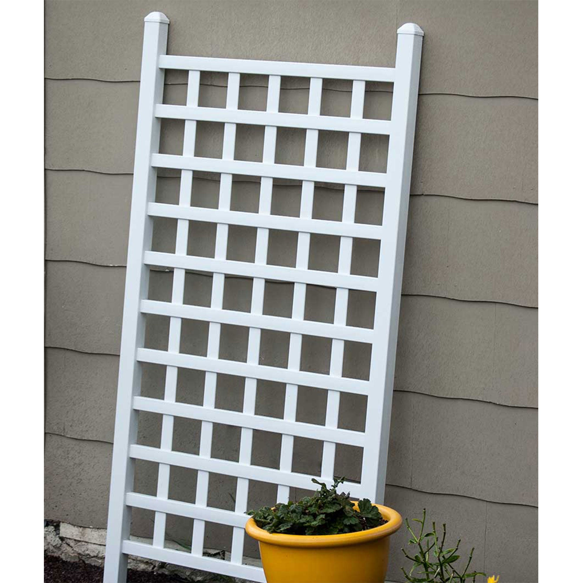 Dura-Trel Country Garden 35 x 66 Inch Vinyl Outdoor Garden Patio Trellis, White - VMInnovations