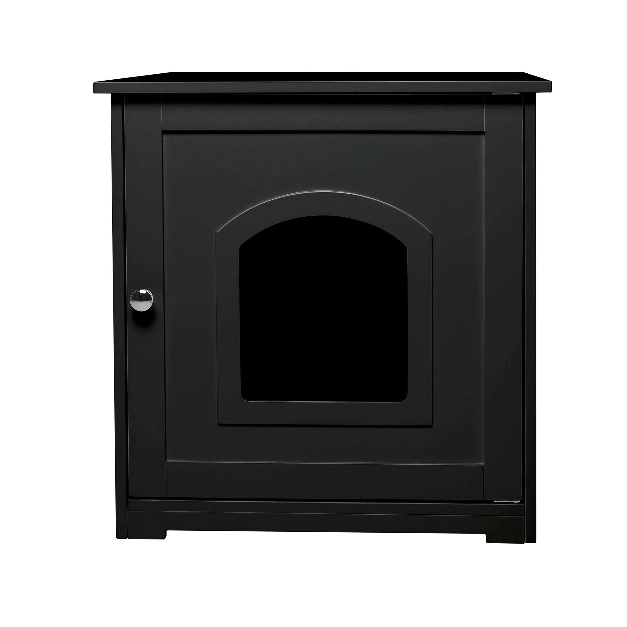 zoovilla Kitty Litter Loo Indoor Hidden Litter Box Furniture Enclosure, Black