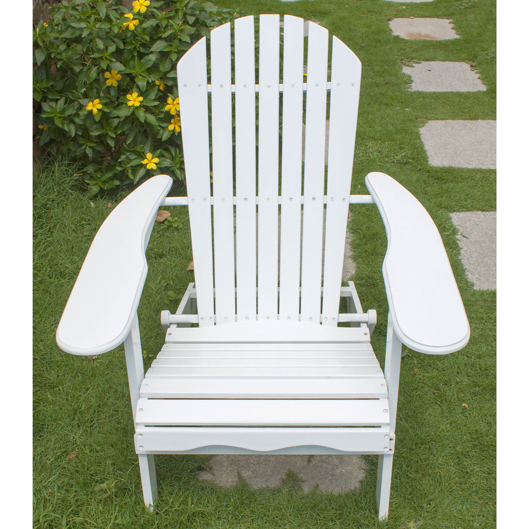 Northbeam Outdoor Garden Portable Foldable Wooden Adirondack Deck Chair, White - VMInnovations