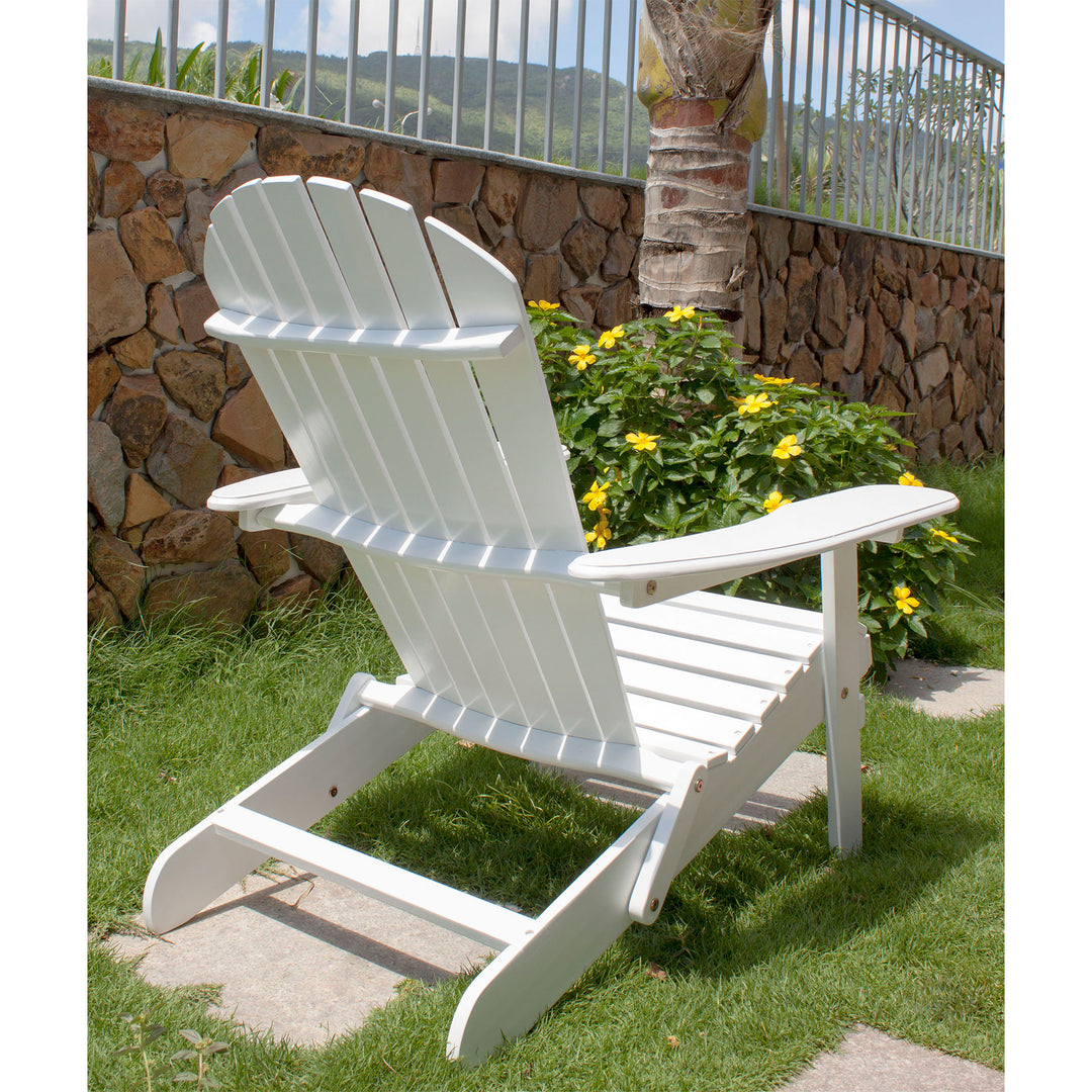 Northbeam Outdoor Garden Portable Foldable Wooden Adirondack Deck Chair, White - VMInnovations