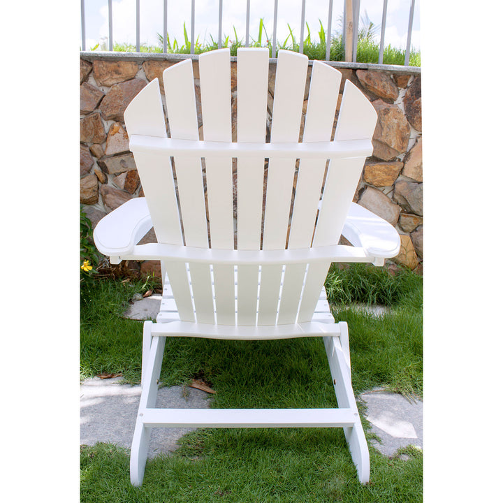 Northbeam Outdoor Garden Portable Foldable Wooden Adirondack Deck Chair, White - VMInnovations