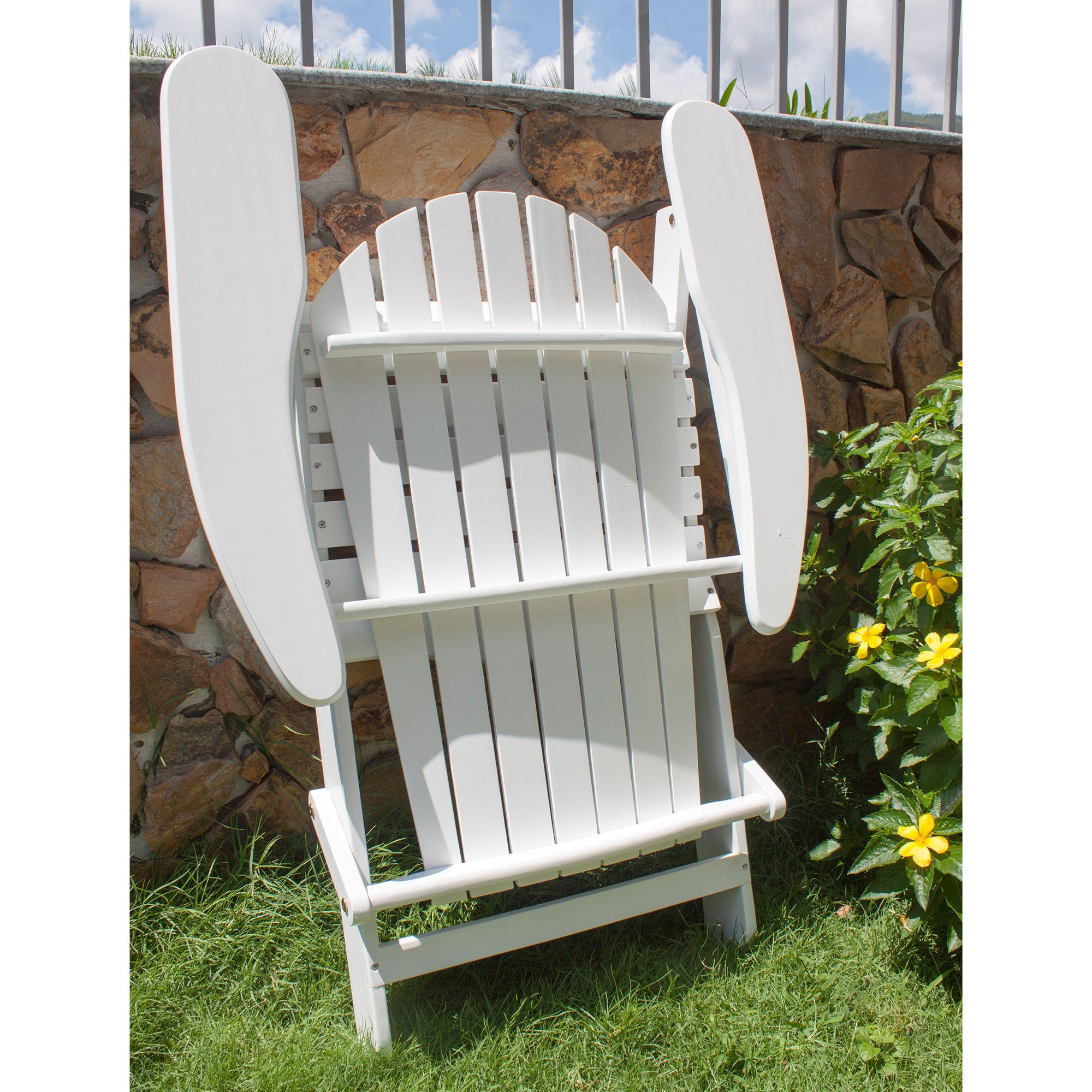 Northbeam Garden Portable Foldable Wooden Adirondack Deck Chair, White (Used) - VMInnovations
