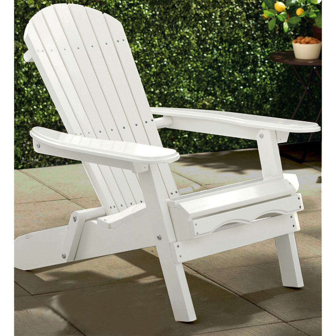 Northbeam Outdoor Garden Portable Foldable Wooden Adirondack Deck Chair, White - VMInnovations