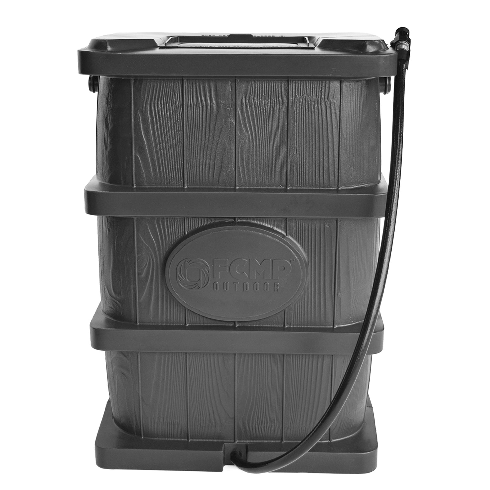 FCMP Outdoor WG4000-GRY Home Outdoor Wood Grain Rain Water Catcher Barrel, Gray - VMInnovations