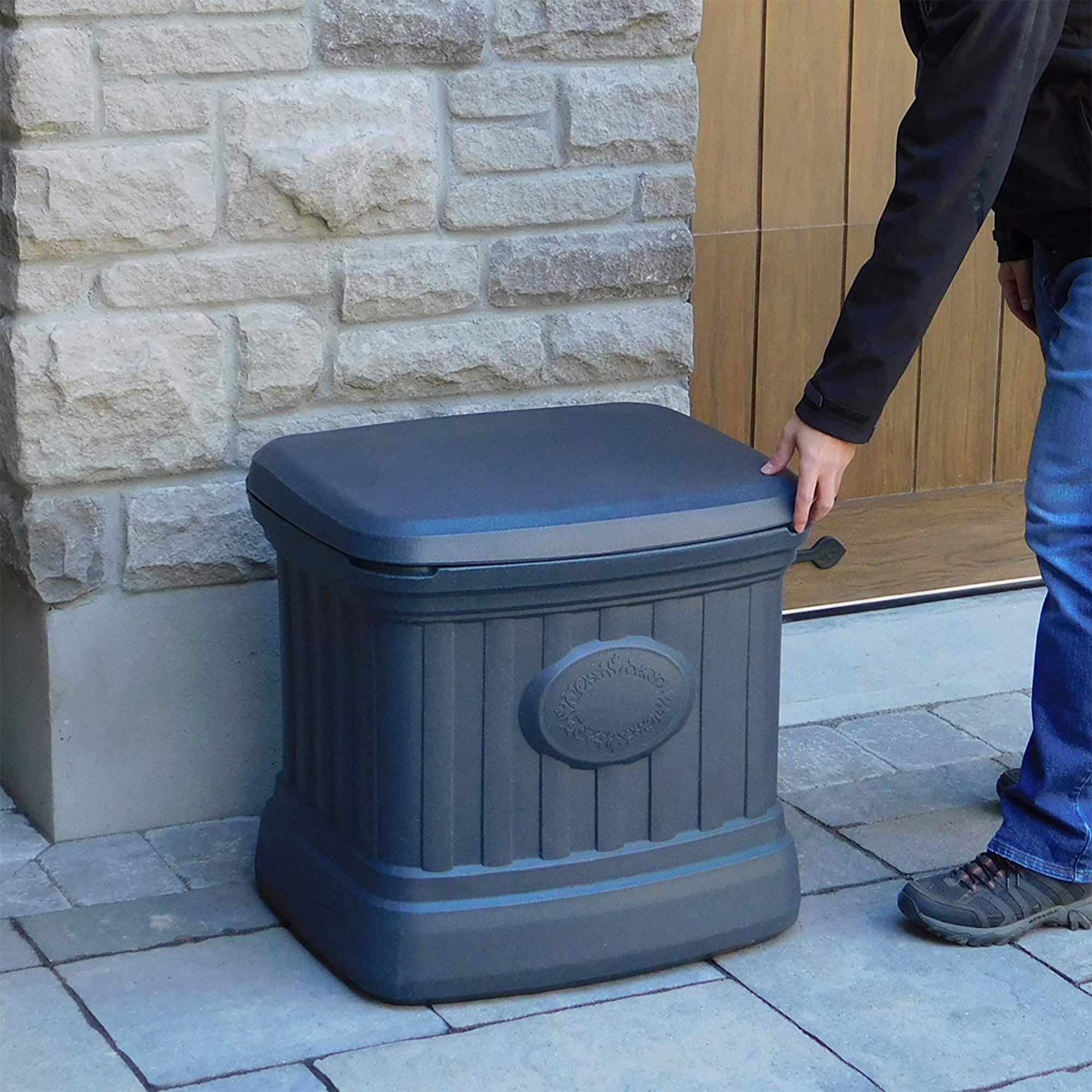 FCMP Outdoor SB120-GRY-S 26 Gallon Outdoor Utility Storage Bin Container, Gray - VMInnovations