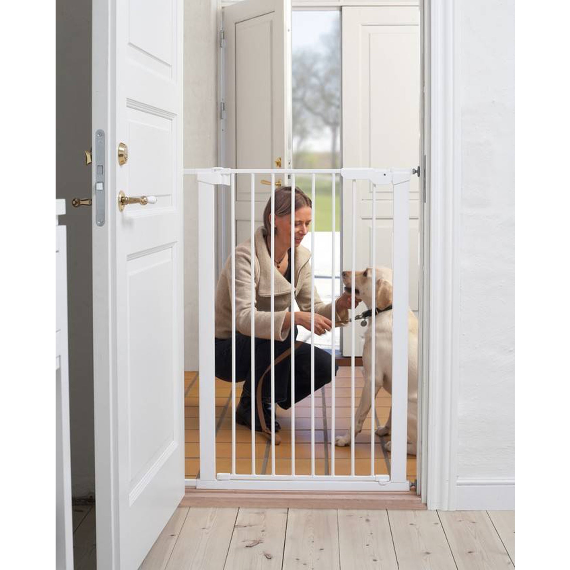 Scandinavian Pet Design Xtra Tall 31" Pressure Mounted Animal Safety Gate, White