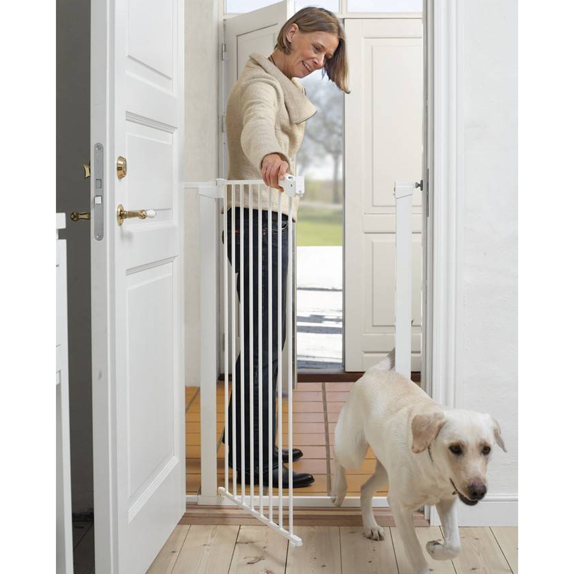 Scandinavian Pet Design Xtra Tall 31" Pressure Mounted Animal Safety Gate, White