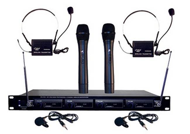 Pyle PDWM4300 Portable Wireless Microphone System w/ 2 Handheld Mics & Headsets