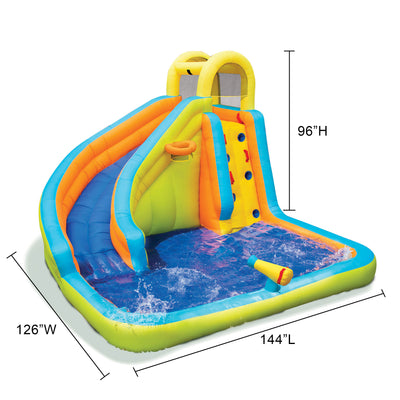 Banzai Splash 'N Blast Kids Outdoor Backyard Inflatable Water Slide Splash Park