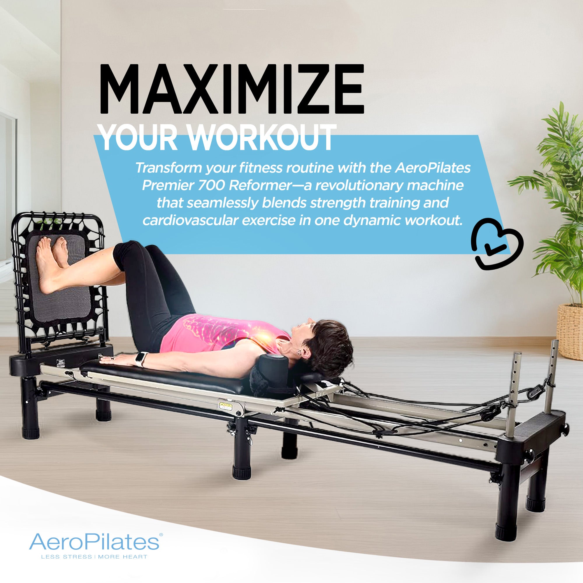 Aero Pilates 700 Reformer Fitness Machine with Cardio Rebounder (For Parts)