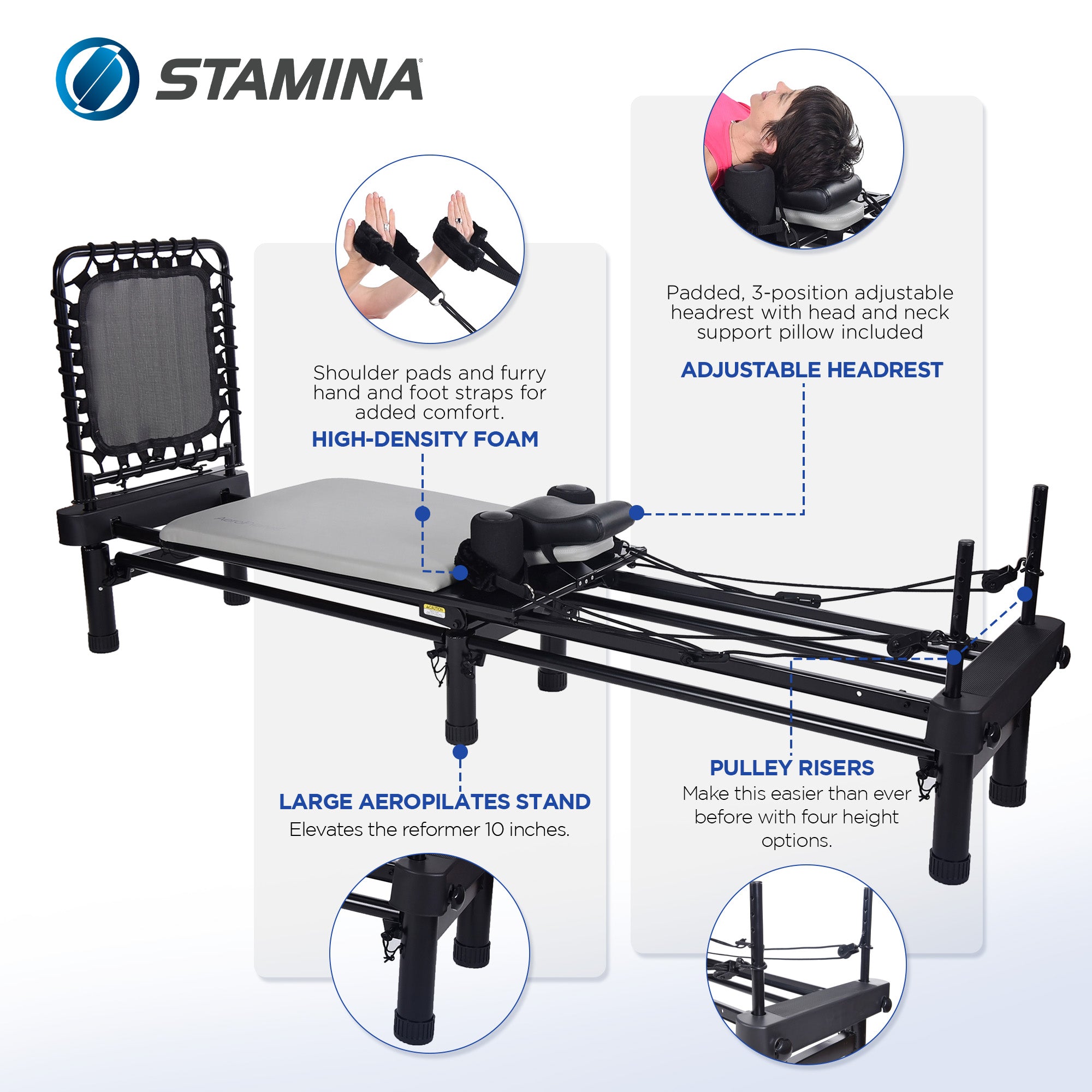 AeroPilates Studio 700 Foldable Reformer with Cardio Rebounder, Gray (Open Box) - VMInnovations